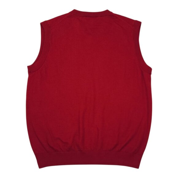 Turnbury Extra Fine Merino Wool Red Sleeveless V-Neck Sweater Vest Men Size L - Picture 2 of 9